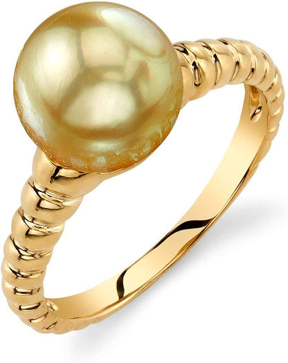 Pearl Ring with Golden South Sea Cultured Pearl and 14K Gold Terrie Pearl Ring f