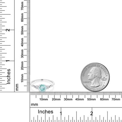 10K White Gold Sky Blue Topaz White Created Sapphire and Diamond Accent 3-Stone