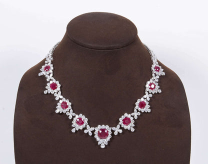 GRS CERTIFIED RUBY NECKLACE 9 CERTIFIED NATURAL 10.37CT CENTER RUBY CUSHION CUT