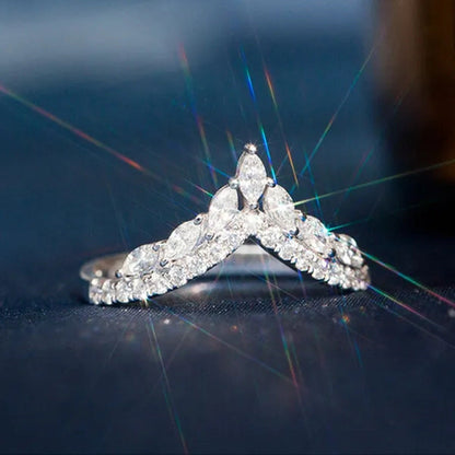 Unique Design Fashion 925 Sterling Silver White Sapphire Ring Marquise Cut Diamo