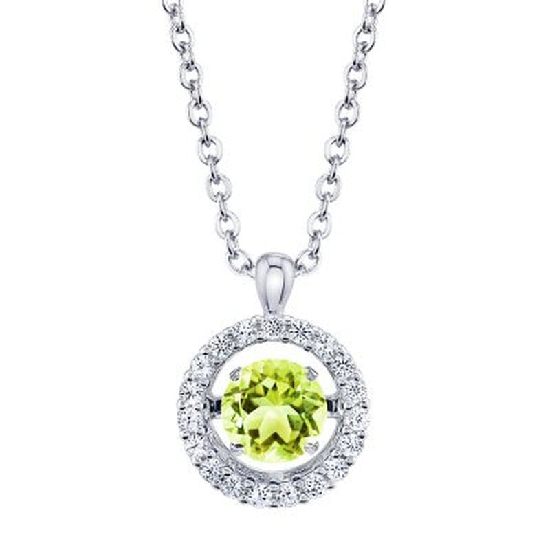 Dancing Genuine Peridot Pendant and Earring Set with in Sterling Silver