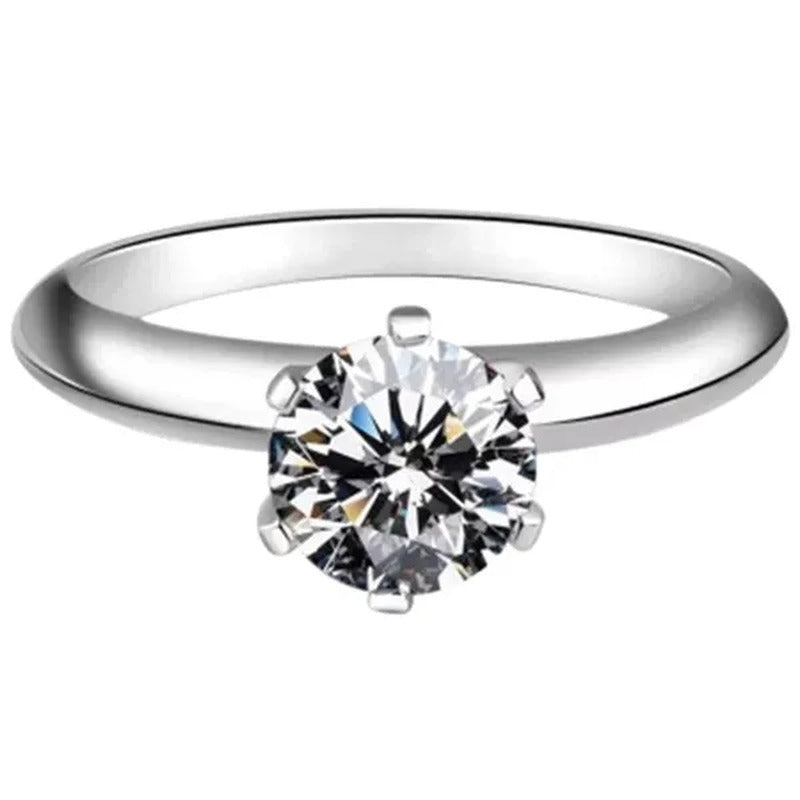 Moissanite Ring Classic Style round Cut Ring Single Row Diamond Engagement Anniv