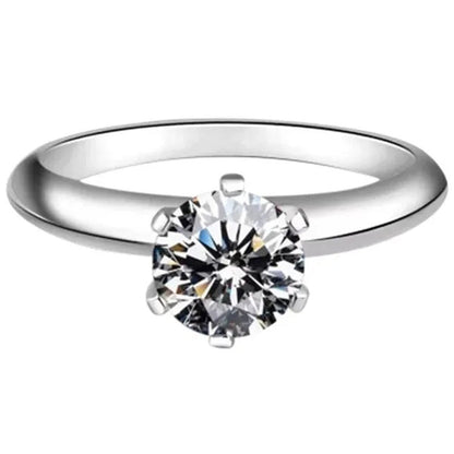 Moissanite Ring Classic Style round Cut Ring Single Row Diamond Engagement Anniv