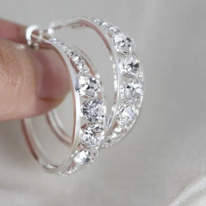 Women'S Fashion Exquisite Rhinestone Oval Drop 925 Sterling Silver Earrings for