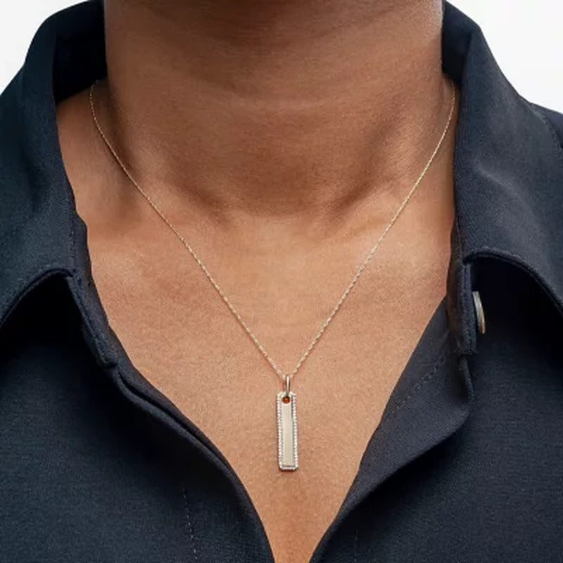 0.15 CT. T.W. Diamond Dog Tag Pendant in 14K Yellow Gold (I, I1)