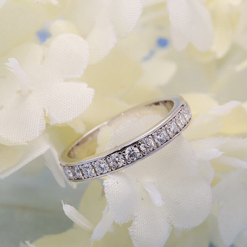 AEW S925 Silver 1.2Ctw DF Color Moissanite Eternity Wedding Band Moissanite