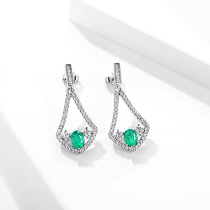 Natural Emerald Earrings for Female Korean Version High Quality Zirconium Earrin