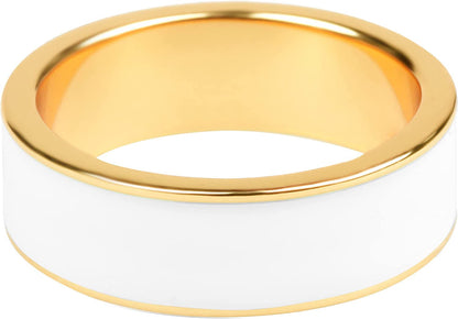 Gold Plated Sterling Silver Enamel 6MM Thick Band Rings for Women