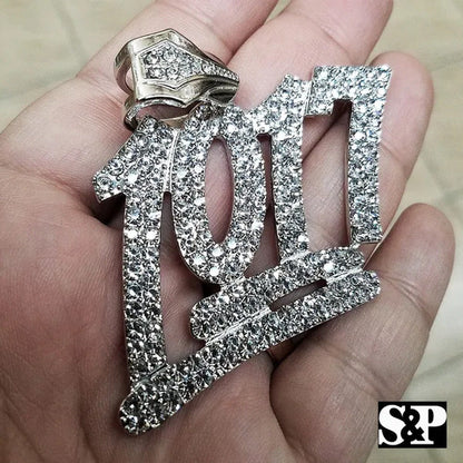 Men'S Hip Hop Rapper'S Full Iced White Gold Plated Lab Diamond 1017 Large Pendan