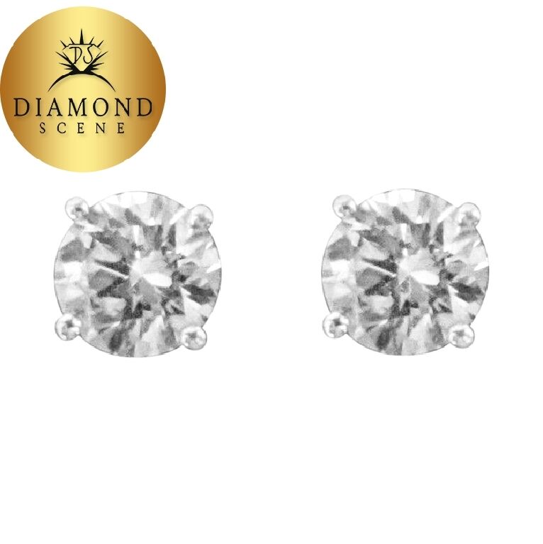 DIAMOND STUD EARRING 2.11 CT TOTAL WEIGHT EARRING DIAMOND ROUND BRILLIANT SHAPE
