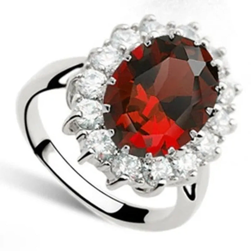 Fashion Natural 925 Silver Sapphire Ring Earring Necklace Set Ladies High-End Cr