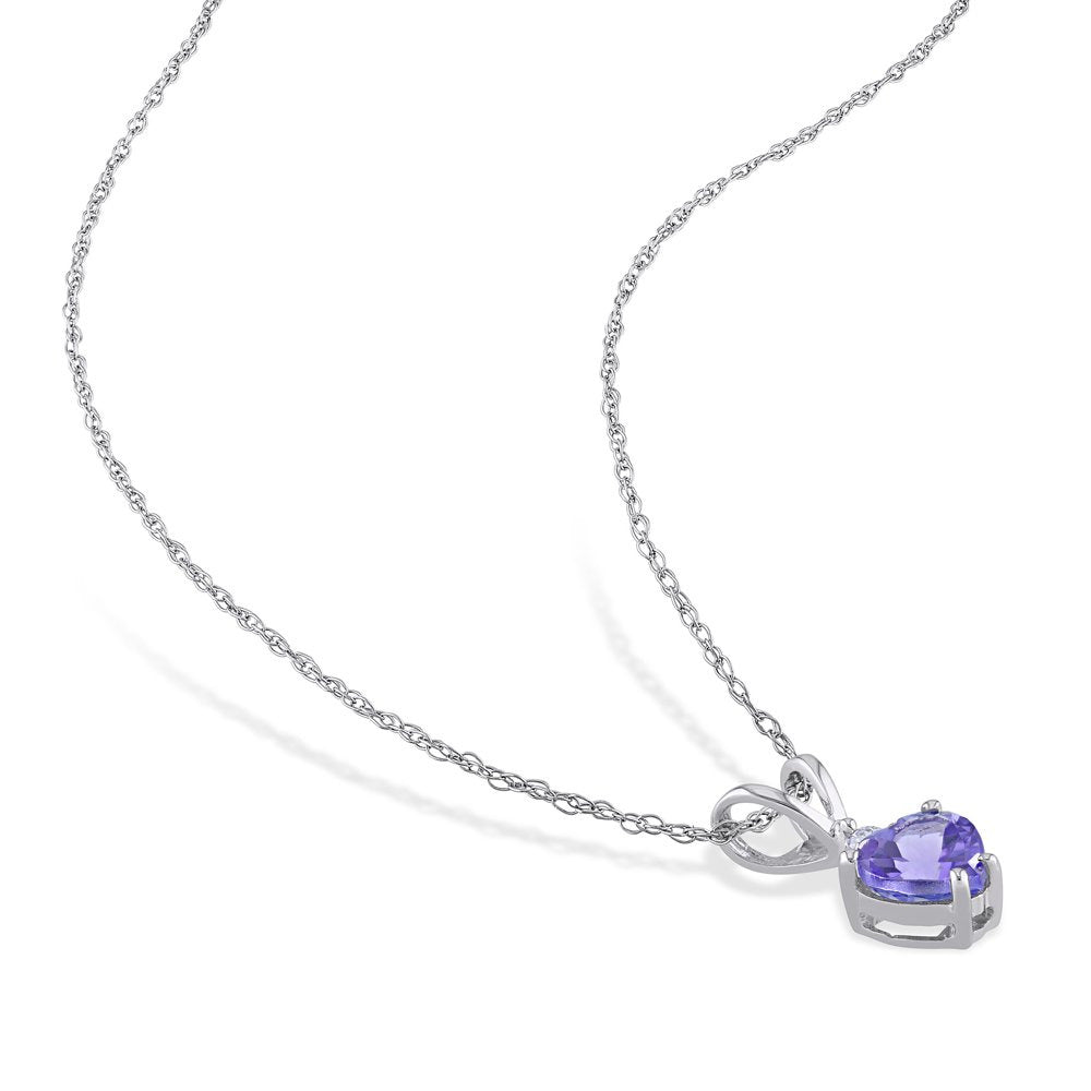 Miabella Women'S 3/8 Carat T.G.W. Heart-Cut Tanzanite and Round-Cut Diamond Acce