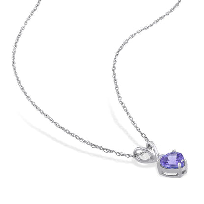 Miabella Women'S 3/8 Carat T.G.W. Heart-Cut Tanzanite and Round-Cut Diamond Acce