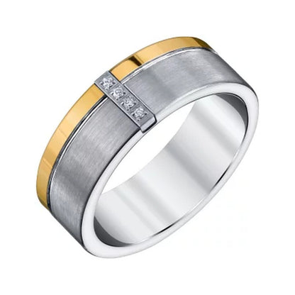 Men'S Tungsten Carbon Fiber and Diamond Band
