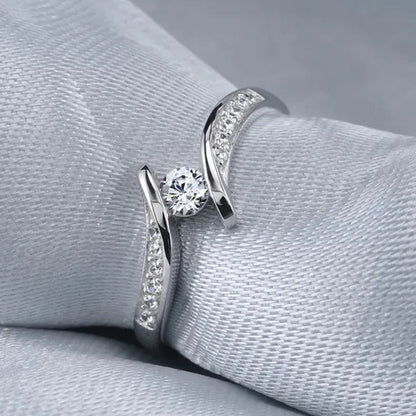 Women Everydaywear Classicstyle 925 Sterling Silver Diamond Ring