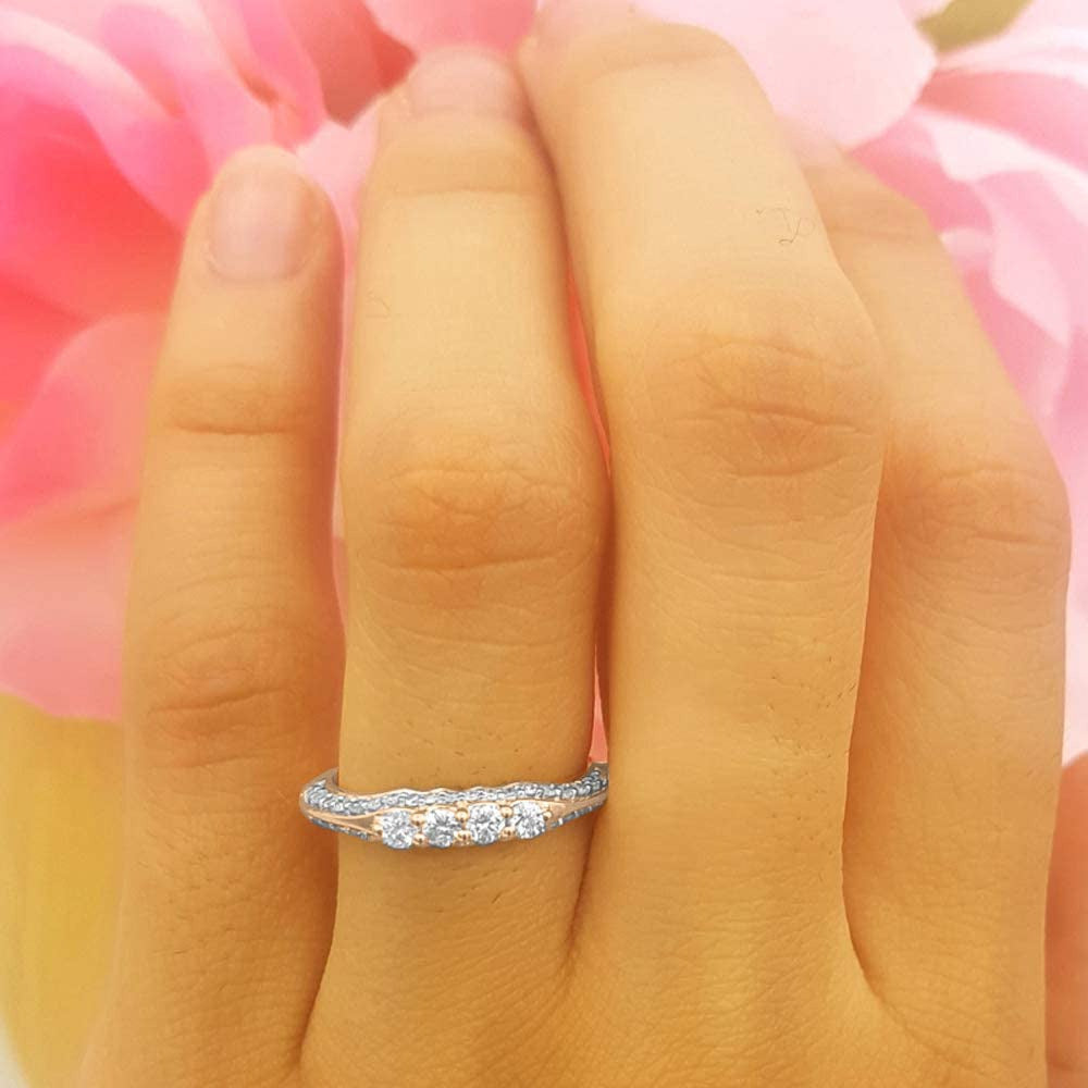 0.50 Carat (Ctw) round White Diamond Ladies Stackable Wedding Ring 1/2 CT, 14K G