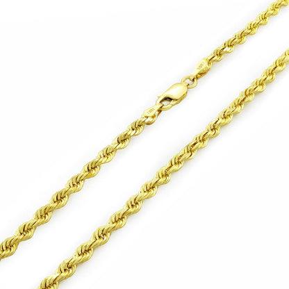 10K Yellow Gold 3Mm Diamond Cut Rope Chain Pendant Necklace, Mens Womens with Lo