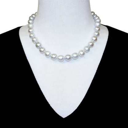 Allura 9-11 Mm White South Sea Pearl Strand Necklace and 9-10 Mm Stud Earrings S
