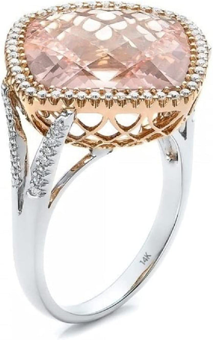 YI Pink Diamond Rings for Women Girlfriend Girls Champagne Hollow Luxurious Eleg