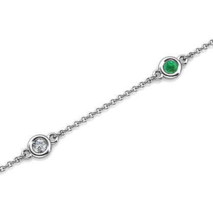 Holiday Offer - Emerald and Lab Grown Diamond 3Mm Womens Station Bracelet 0.46 C