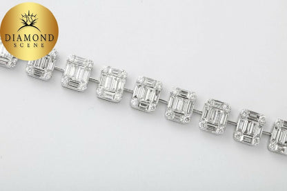 Emerald Cut Diamond Necklace Illusion Set
