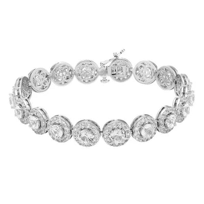 Framed Lab White Sapphire Bracelet in Sterling Silver