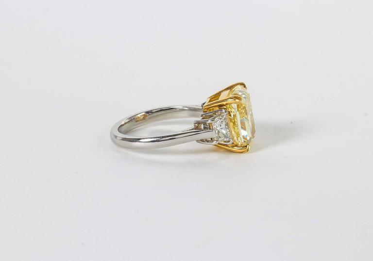 5.62 Carat GIA Cert Fancy Yellow VVS1 Diamond Radiant Shape Ring 100% natural