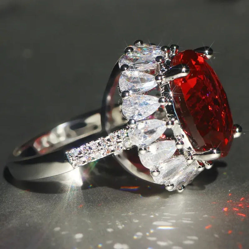 Unique 925 Silver Natural Ruby Gemstones Birthstone Bride Princess Wedding Engag
