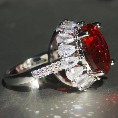 Unique 925 Silver Natural Ruby Gemstones Birthstone Bride Princess Wedding Engag