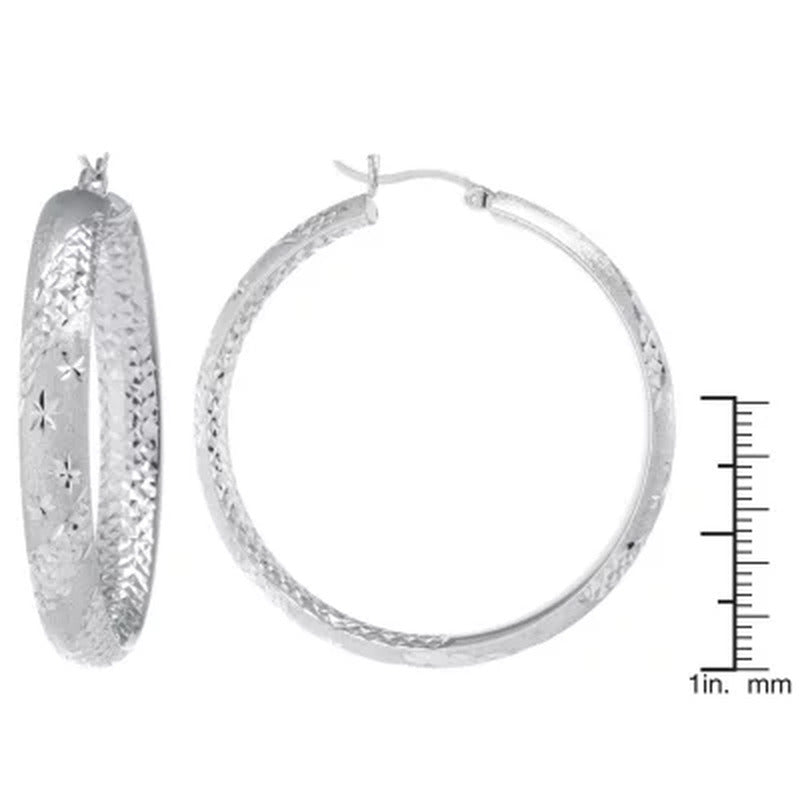Sterling Silver 20Mm and 45Mm Star Pattern Hoop Set