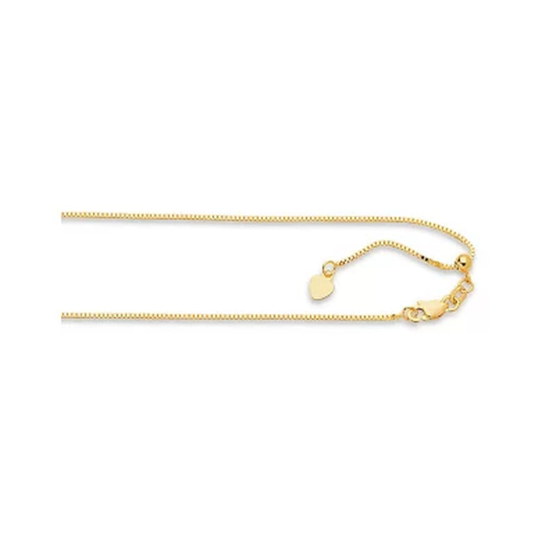 Adjustable Box Link Chain Necklace, 1.1Mm in 14K Gold