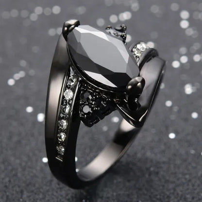 Women'S Rings Size 6-10 Black Sapphire 14K Black Gold Plated Wedding Ring (Choic