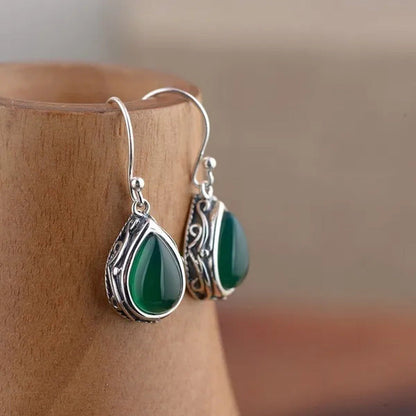 Fashion 925 Sterling Silver Earrings Emerald Ruby Gemstone Crystal Heart Hook Ea