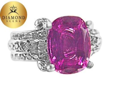 3.17 CTTW PINK SAPPHIRE OVAL CUT TOP ONLY ROUND BRILLIANT AND MARQUISE DIAMOND