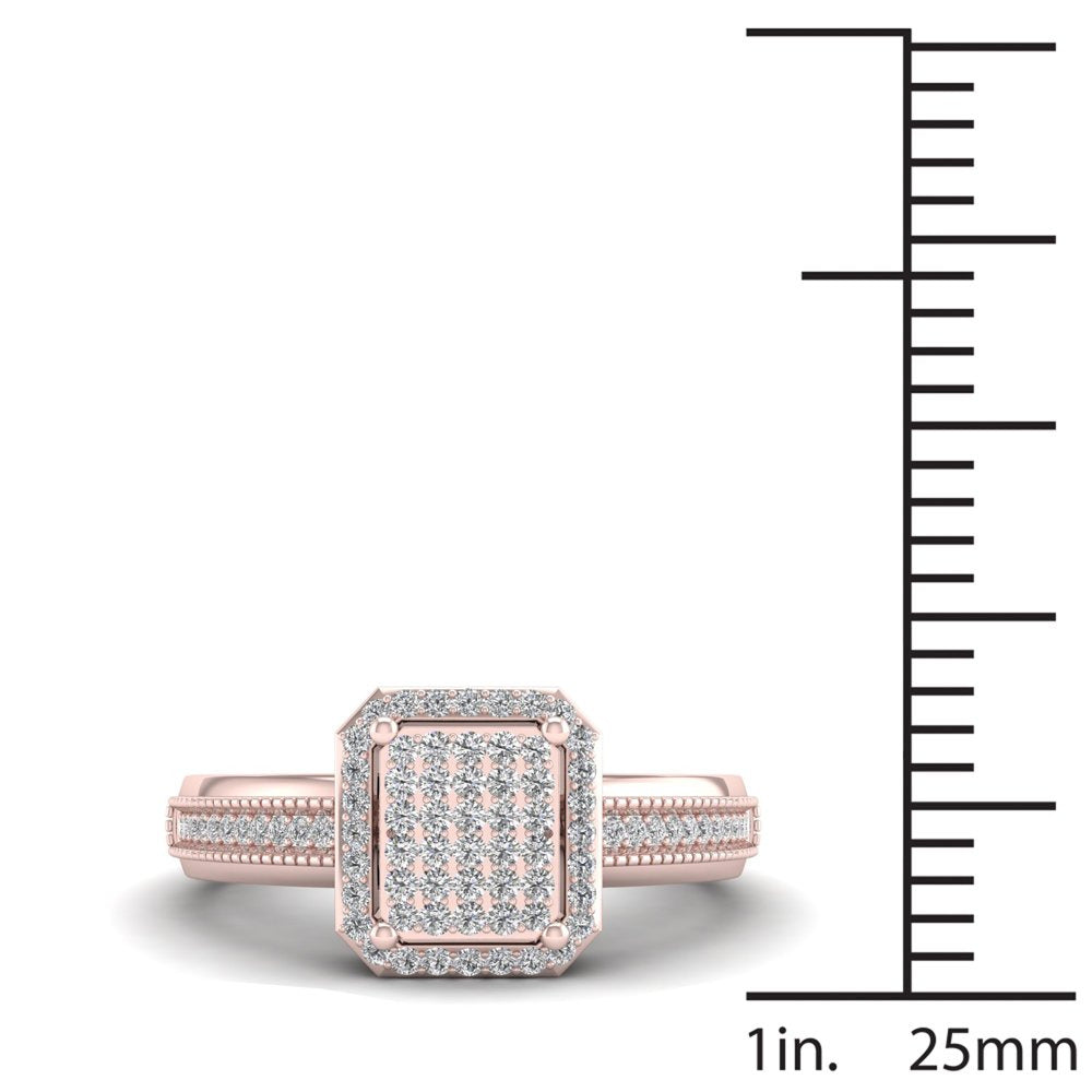 1/5Ct TDW Diamond 10K Rose Gold Halo Engagement Ring