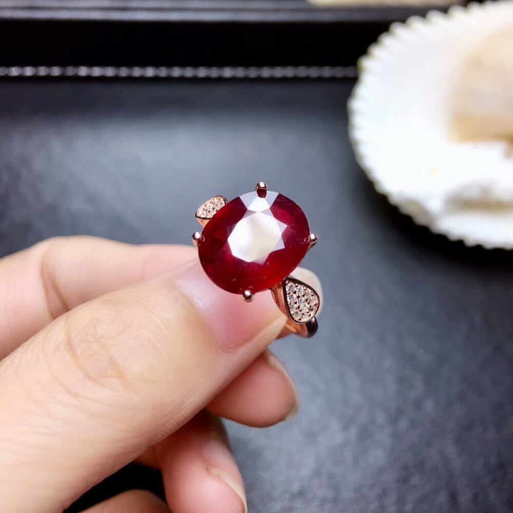 Natural New 10*12Mm Burning Pigeon Blood Ruby Gemstone Fashion Ring for Women