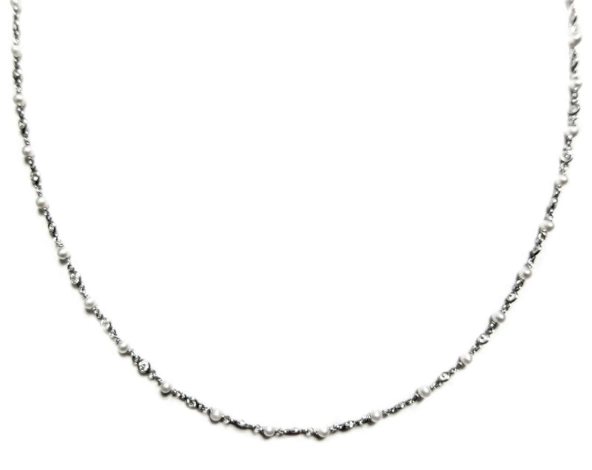 DIAMOND AND PEARL BY YARD NECKLACE ROUND PEARL ROUND SHAPE CHOKER NECKLACE