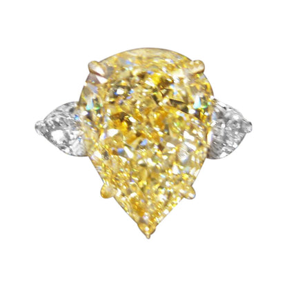 GIA CERTIFIED FANCY LIGHT YELLOW PEAR SHAPE SI2 SIDE PEAR ENGAGEMENT RING