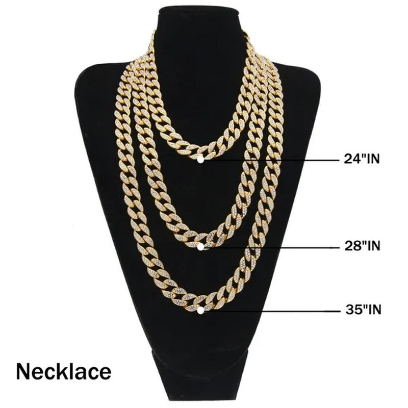 Hot Sale 18K Gold Plated Fashion Hip Hop Miami Cuban Chain Necklace Mens Diamond