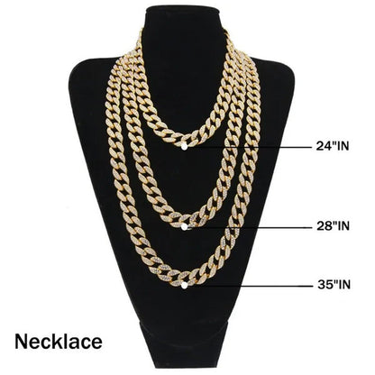 Hot Sale 18K Gold Plated Fashion Hip Hop Miami Cuban Chain Necklace Mens Diamond