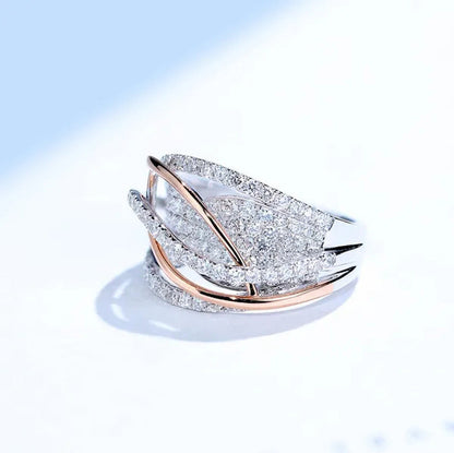 Exquisite Luxury Women'S Fashion Dazzling Ring Silver Plated Rose Gold Plated Tw