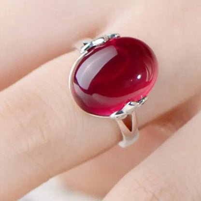 4 Colors Adjustable Natural Gemstone Ring Ruby Sapphire Powder Crystal Open Ring