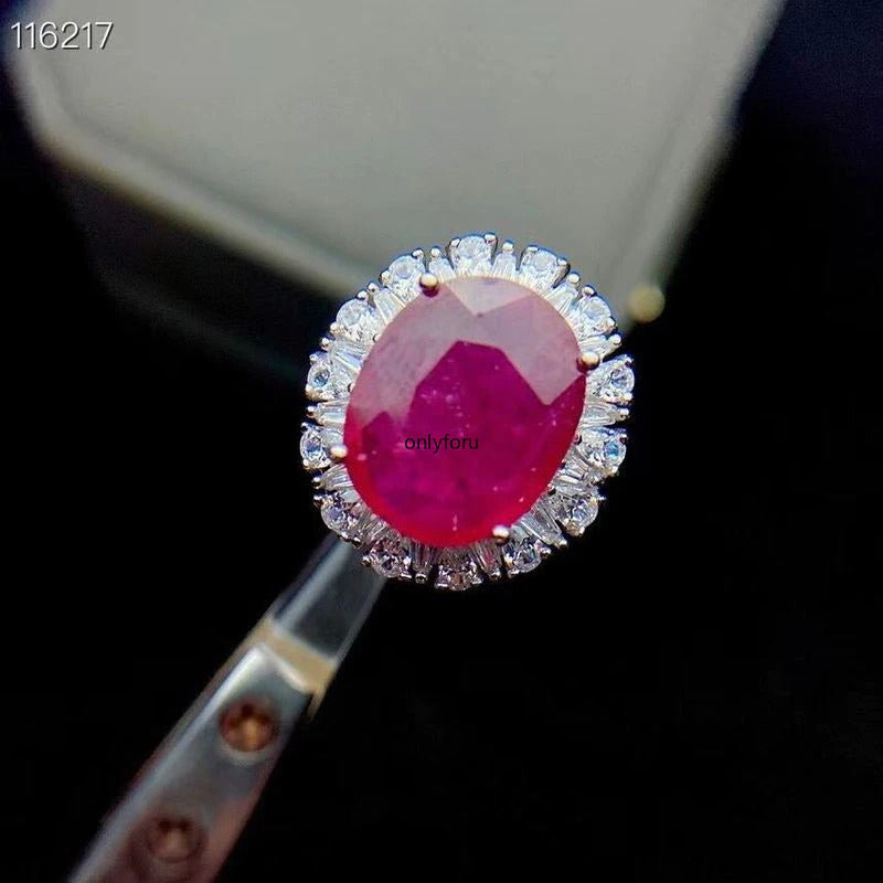 100% Natural Genuine Ruby Gemestone Fashionable Silver Ring 925 Solid Sterling