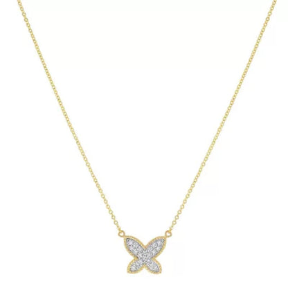 S Collection 1/5 CT. T.W. Butterfly Shape Diamond Necklace in 14K Yellow Gold