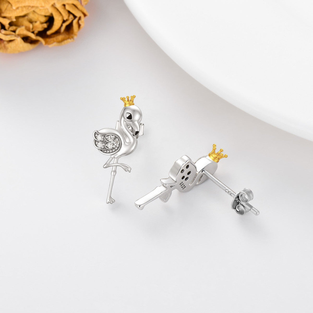 Flamingo Earrings 925 Sterling Silver Flamingo Jewelry Stud Earrings Gifts for W