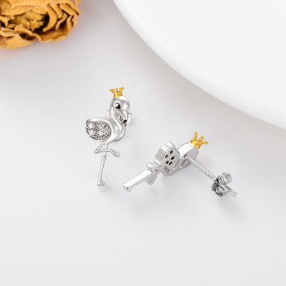 Flamingo Earrings 925 Sterling Silver Flamingo Jewelry Stud Earrings Gifts for W