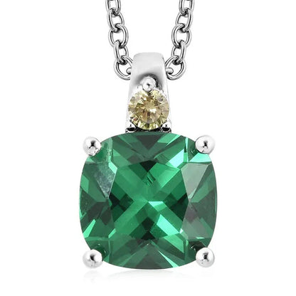 Shop LC Emerald Pendant Necklace for Women Created Peridot 925 Sterling Silver G