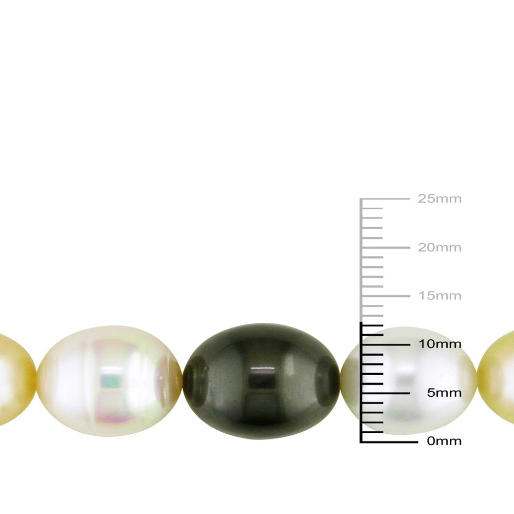 10-12.5MM Multi-Color South Sea and Tahitian Cultured Pearl 14K Yellow Gold Stra
