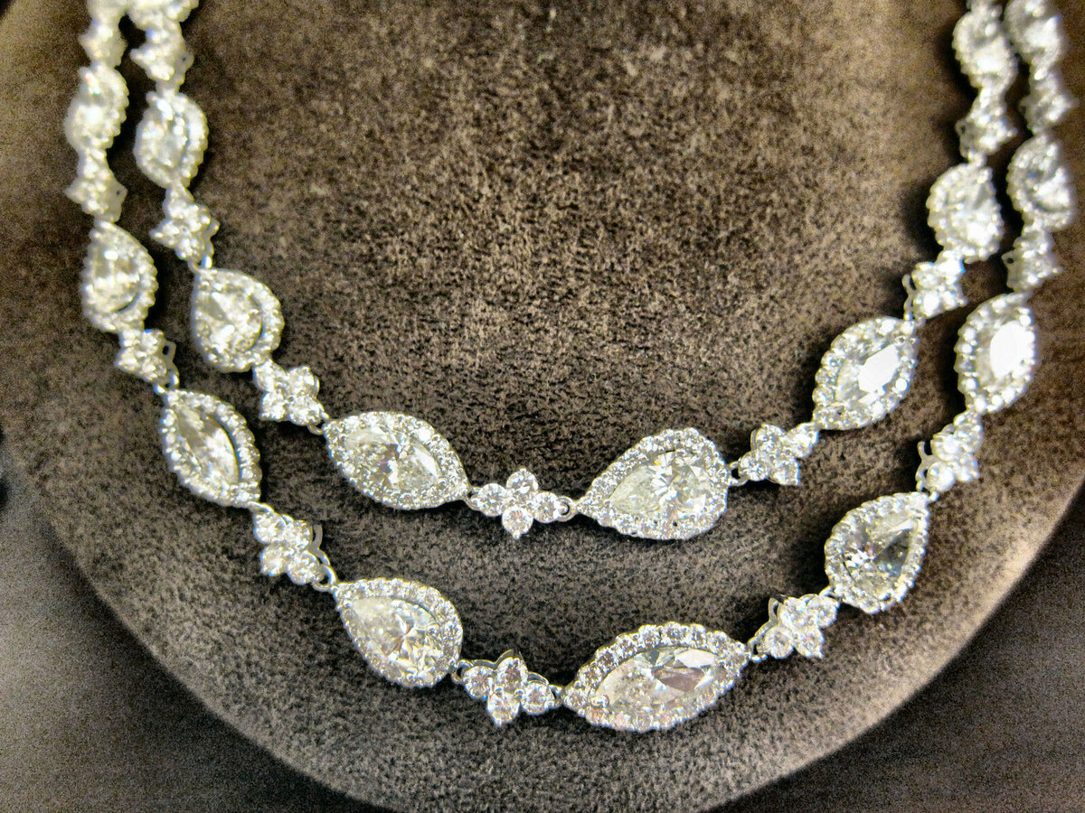 Diamond necklace emerald trillion pear marquise 31 pieces one carat each diamond