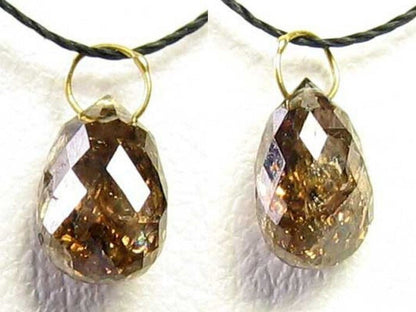 Champagne 1.19Cts Diamond Briolette 18K Pendant | 8X5X3Mm | 1 Diamond |